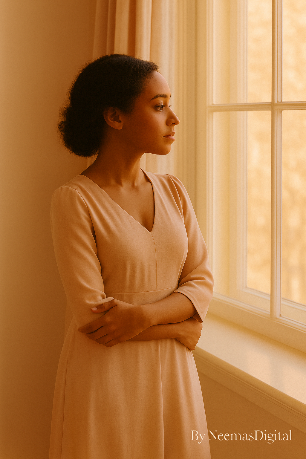 invisible_in_marriage_neemasdigital “Woman looking out the window feeling invisible in marriage — NeemasDigital blog”