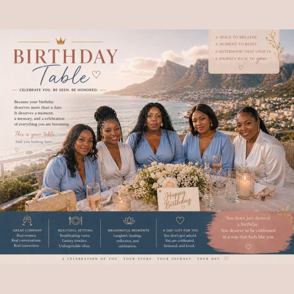 Elegant birthday celebration experience for women in Cape Town with luxury setting and meaningful connection