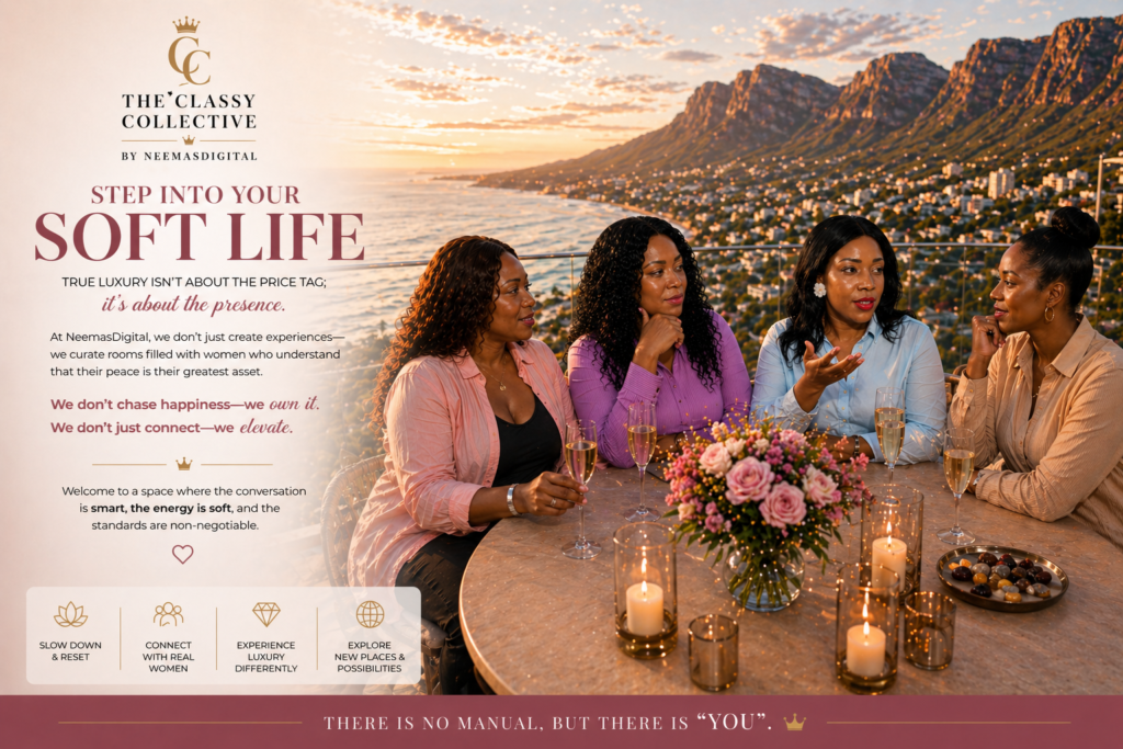 Elegant soft life experience for women in Cape Town featuring meaningful connection and luxury lifestyle setting
